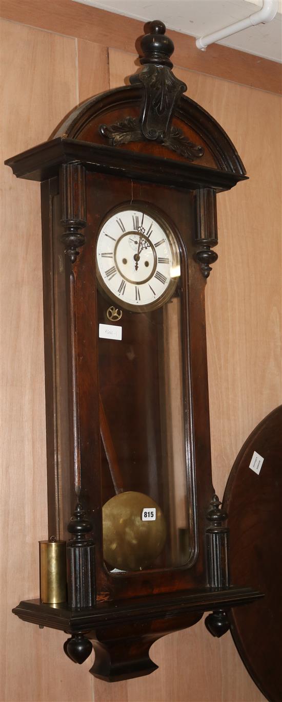 A late 19th century walnut Vienna regulator, weight driven W.45cm